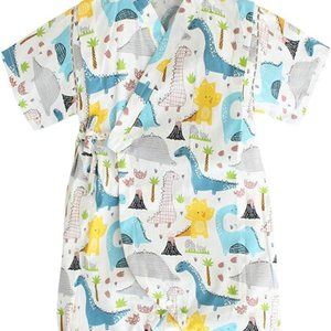 Augelute Baby Japanese Kimono Robe Cotton Infant Comfy Loose Pajamas